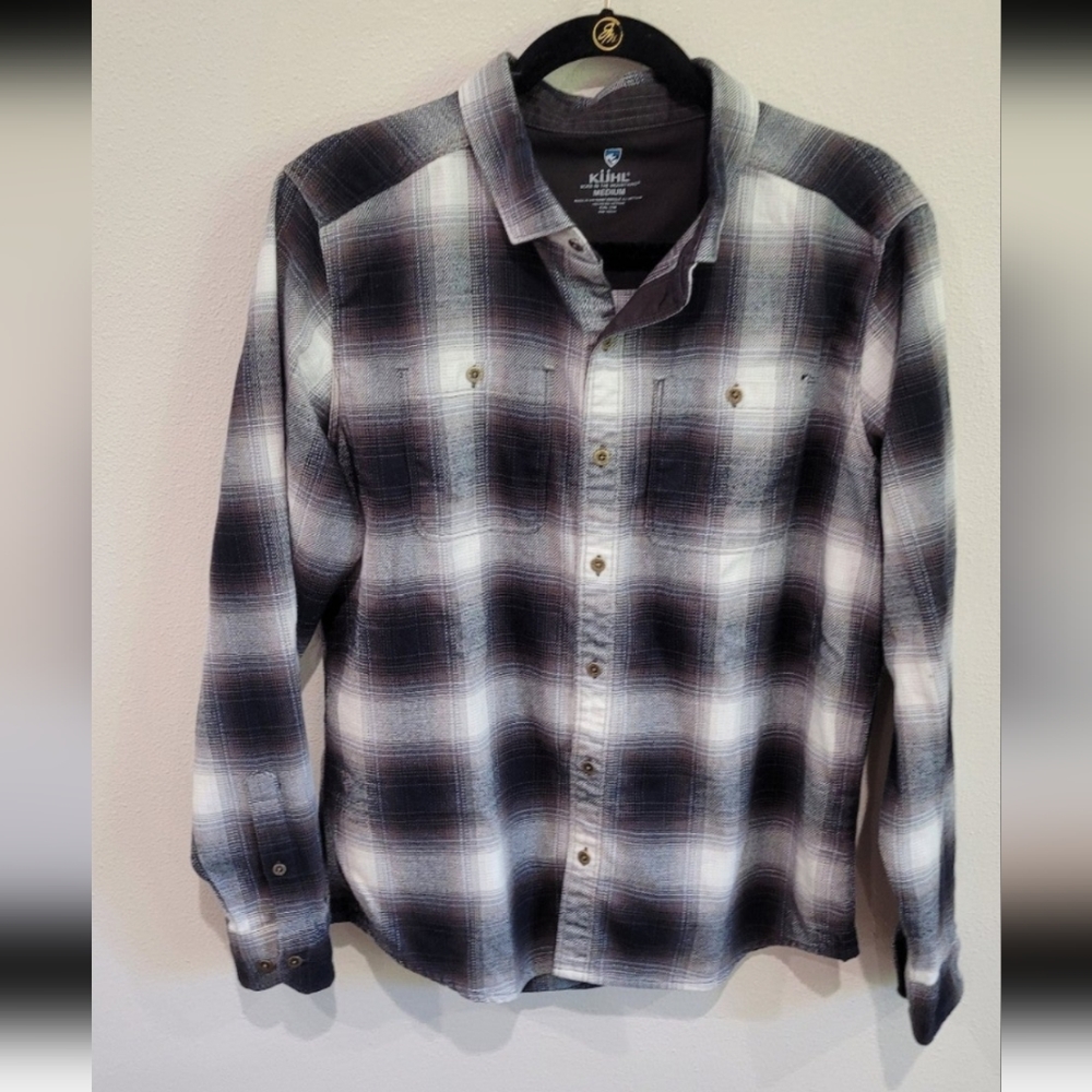 Kuhl Mens Law Flannel Button Down Long Sleeved Shirt. Aged Oak. MENS MED.